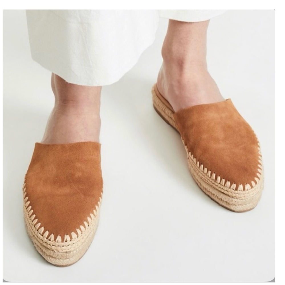Sam Edelman Austin Tan Cognac Suede Woven Espadrille Slides Sandals Size 8M